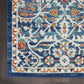 HomeRoots 2’ x 8’ Blue White Multi Medallion Runner Rug