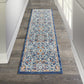 HomeRoots 2’ x 8’ Blue White Multi Medallion Runner Rug