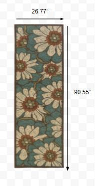 HomeRoots 2' x 8' Blue and Brown Floral Indoor Outdoor Runner Rug