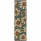 HomeRoots 2' x 8' Blue and Brown Floral Indoor Outdoor Runner Rug