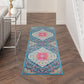 HomeRoots 2' x 8' Blue and Pink Medallion Runner Rug