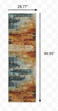 HomeRoots 2' x 8' Blue and Red Distressed Runner Rug