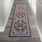 HomeRoots 2' x 8' Blue and Ruby Medallion Runner Rug