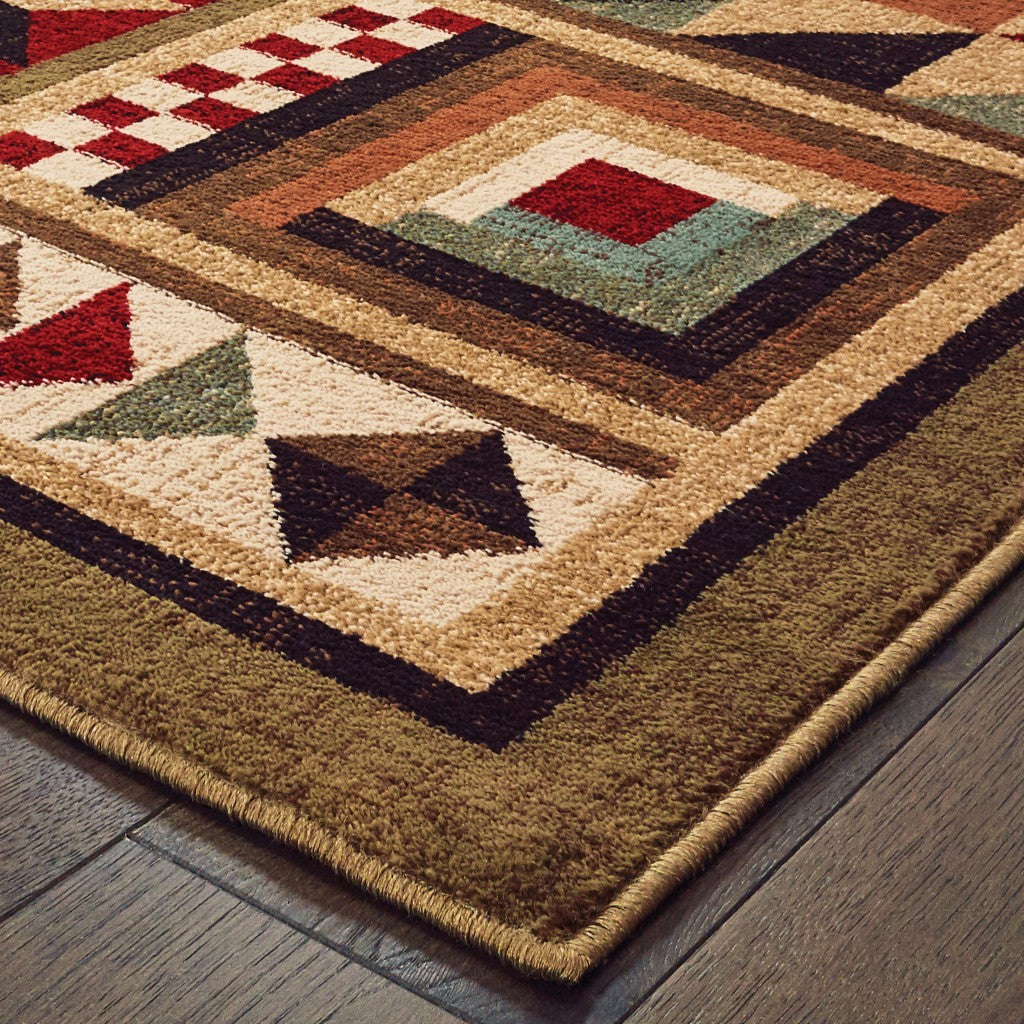 HomeRoots 2' x 8' Brown and Red Ikat Patchwork Runner Rug