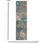 HomeRoots 2’ x 8’ Charcoal and Blue Big Flower Runner Rug