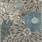 HomeRoots 2’ x 8’ Charcoal and Blue Big Flower Runner Rug