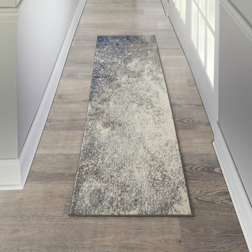 HomeRoots 2' x 8' Charcoal and Ivory Abstract Runner Rug