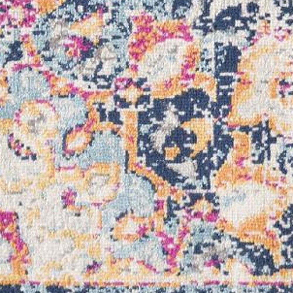 HomeRoots 2' x 8' Cream Decorative Medallion Runner Rug