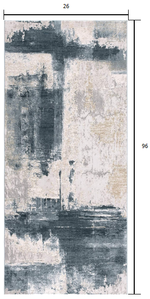 HomeRoots 2' x 8' Cream and Blue Abstract Patches Runner Rug