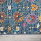 HomeRoots 2' x 8' Denim Blue Florals Distressed Runner Rug