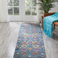 HomeRoots 2' x 8' Denim Blue Florals Distressed Runner Rug