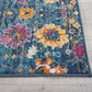 HomeRoots 2' x 8' Denim Blue Florals Distressed Runner Rug