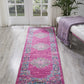 HomeRoots 2' x 8' Fuchsia and Blue Distressed Runner Rug