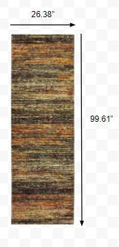 HomeRoots 2' x 8' Gold and Slate Abstract Runner Rug