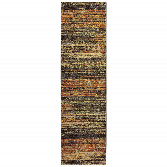 HomeRoots 2' x 8' Gold and Slate Abstract Runner Rug