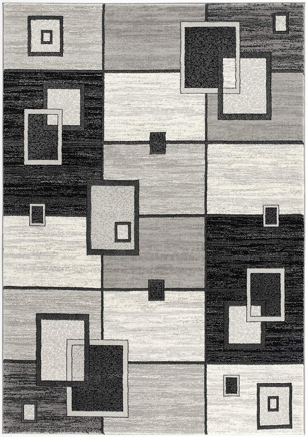 HomeRoots 2' x 8' Gray Asymmetric Blocks Runner Rug