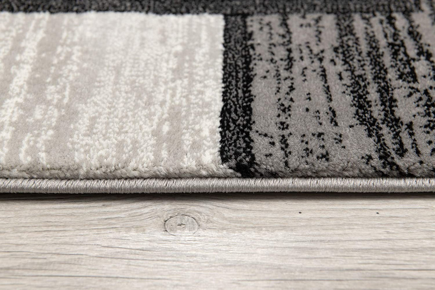 HomeRoots 2' x 8' Gray Asymmetric Blocks Runner Rug
