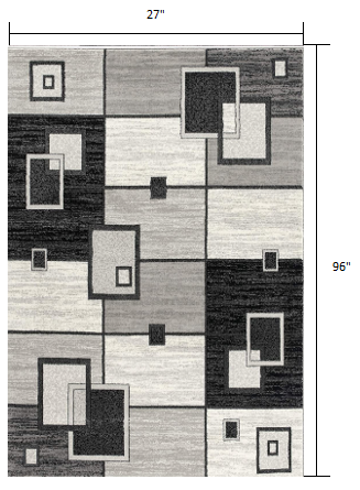HomeRoots 2' x 8' Gray Asymmetric Blocks Runner Rug