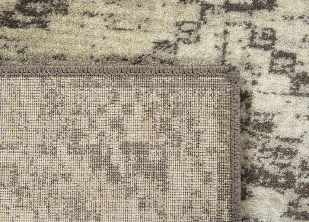 HomeRoots 2' x 8' Gray Beige Distressed Diamond Runner Rug
