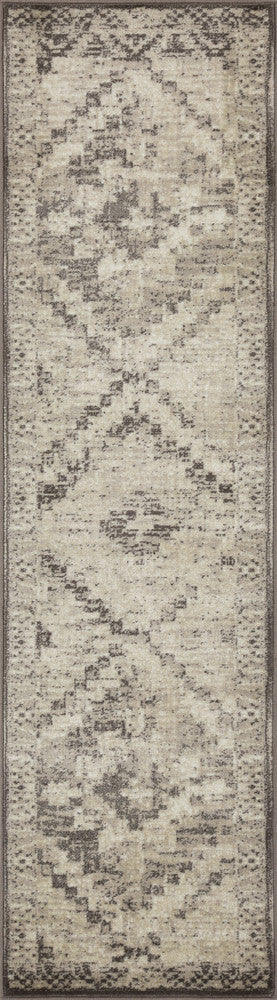 HomeRoots 2' x 8' Gray Beige Distressed Diamond Runner Rug