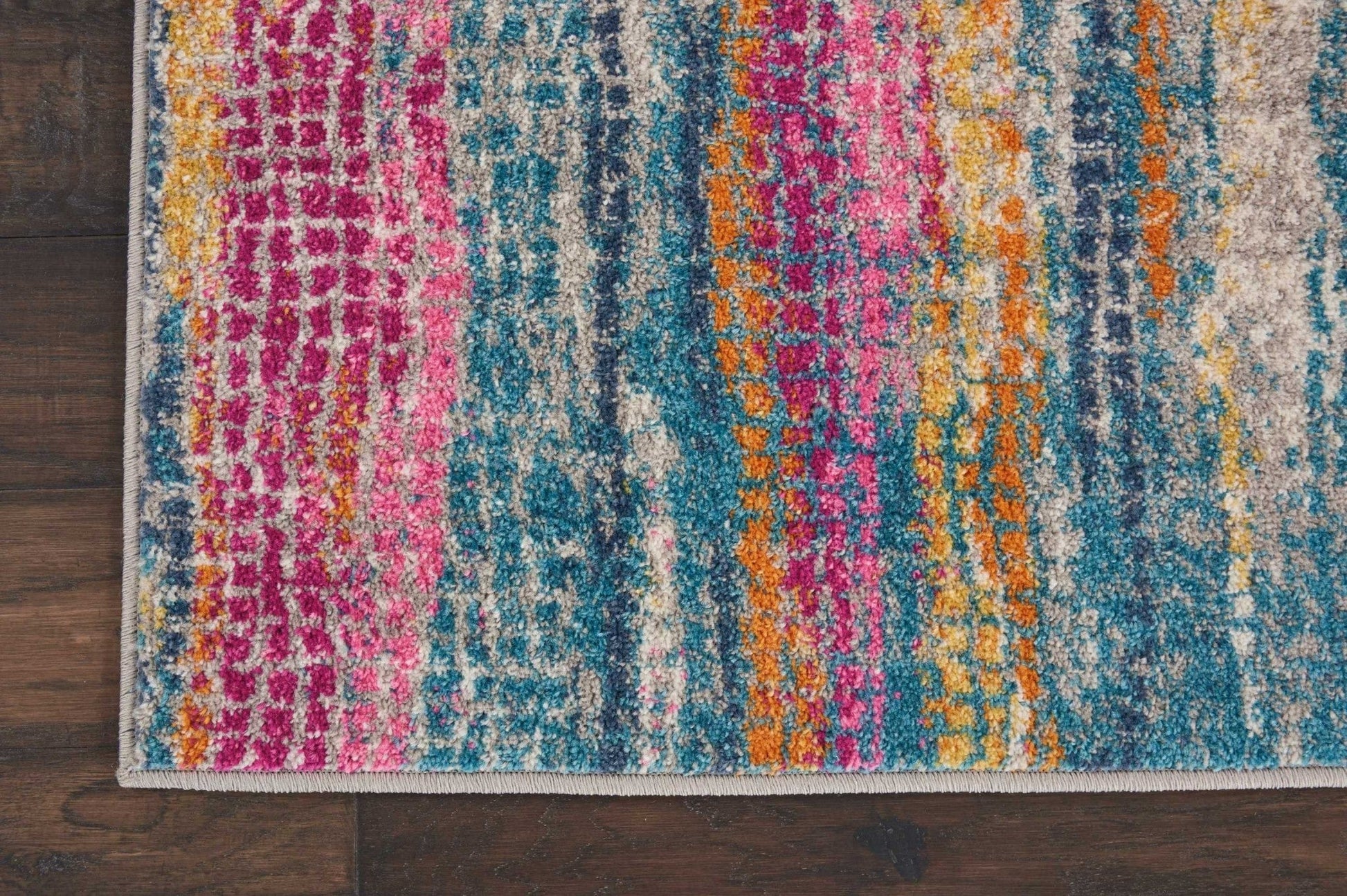 HomeRoots 2' x 8' Gray Colorful Abstract Stripes Runner Rug