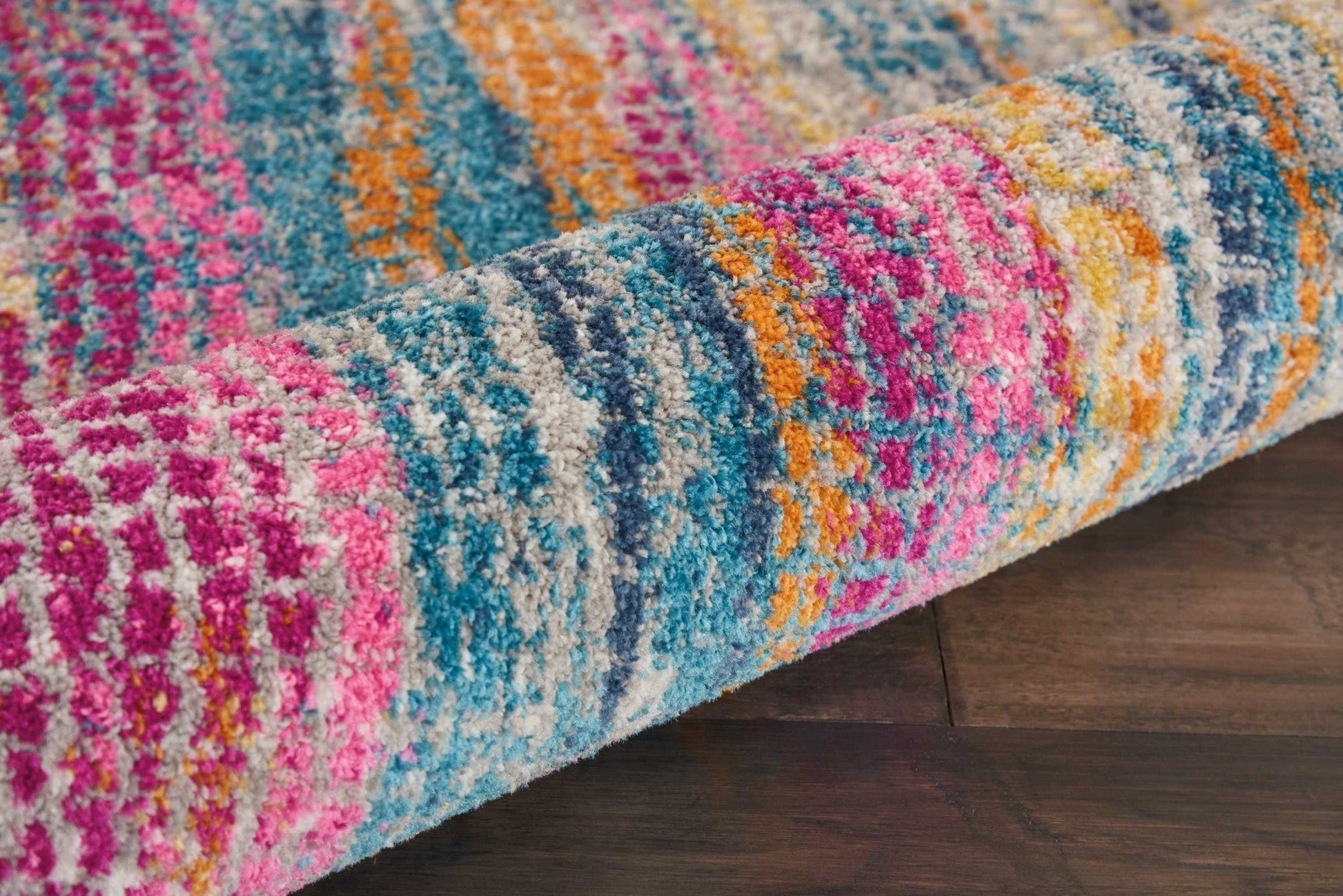 HomeRoots 2' x 8' Gray Colorful Abstract Stripes Runner Rug