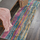 HomeRoots 2' x 8' Gray Colorful Abstract Stripes Runner Rug