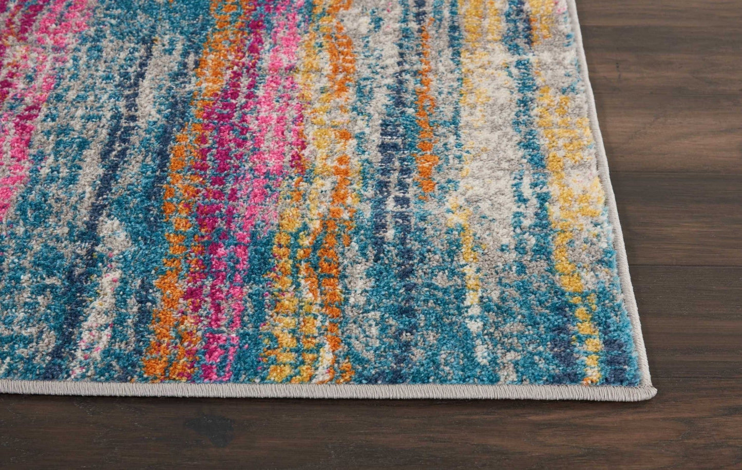 HomeRoots 2' x 8' Gray Colorful Abstract Stripes Runner Rug