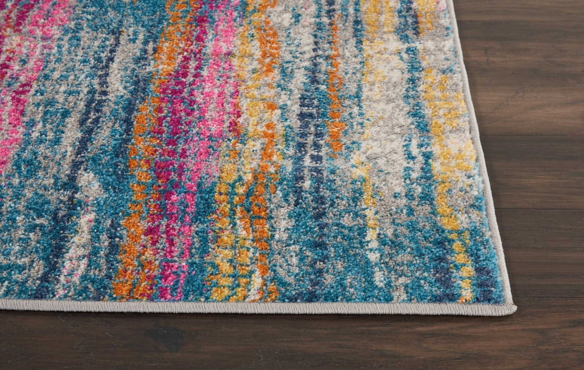 HomeRoots 2' x 8' Gray Colorful Abstract Stripes Runner Rug