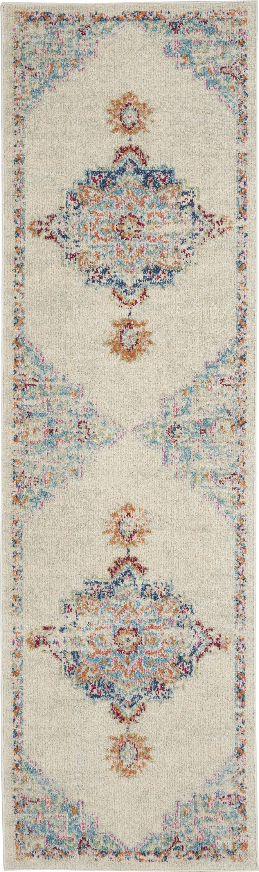 HomeRoots 2' x 8' Gray Distressed Medallion Runner Rug