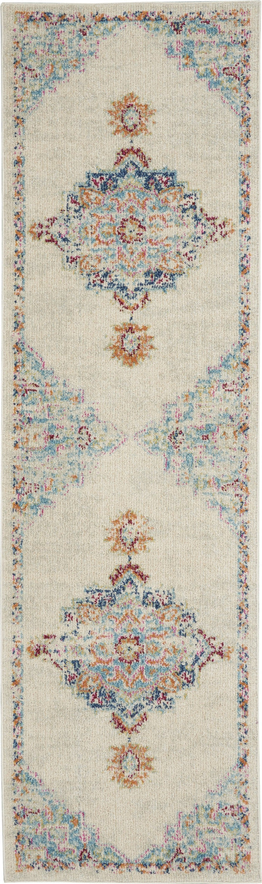 HomeRoots 2' x 8' Gray Distressed Medallion Runner Rug