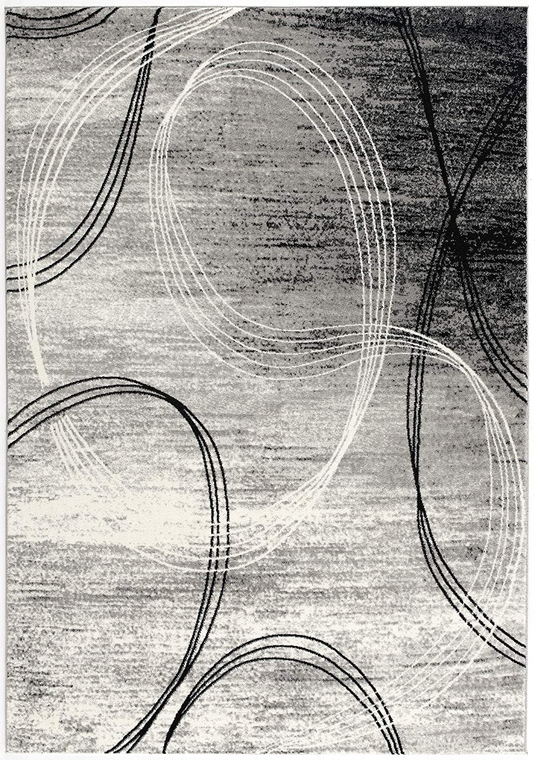 HomeRoots 2' x 8' Gray Distressed Swirls Runner Rug