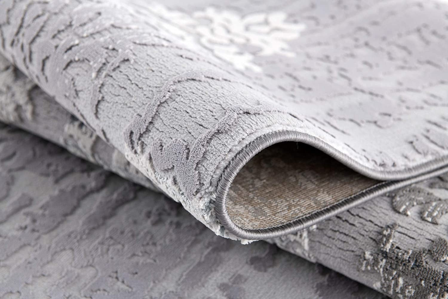 HomeRoots 2' x 8' Gray Dripping Damask Runner Rug