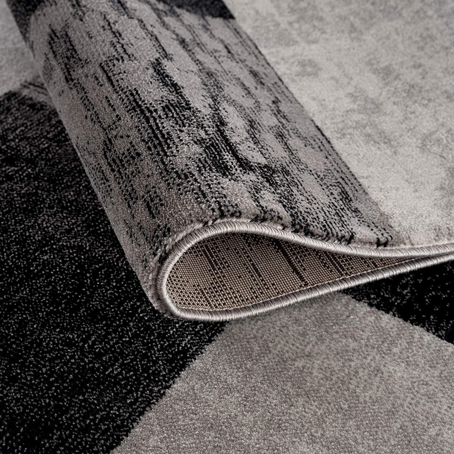 HomeRoots 2' x 8' Gray Geometric Blocks Runner Rug
