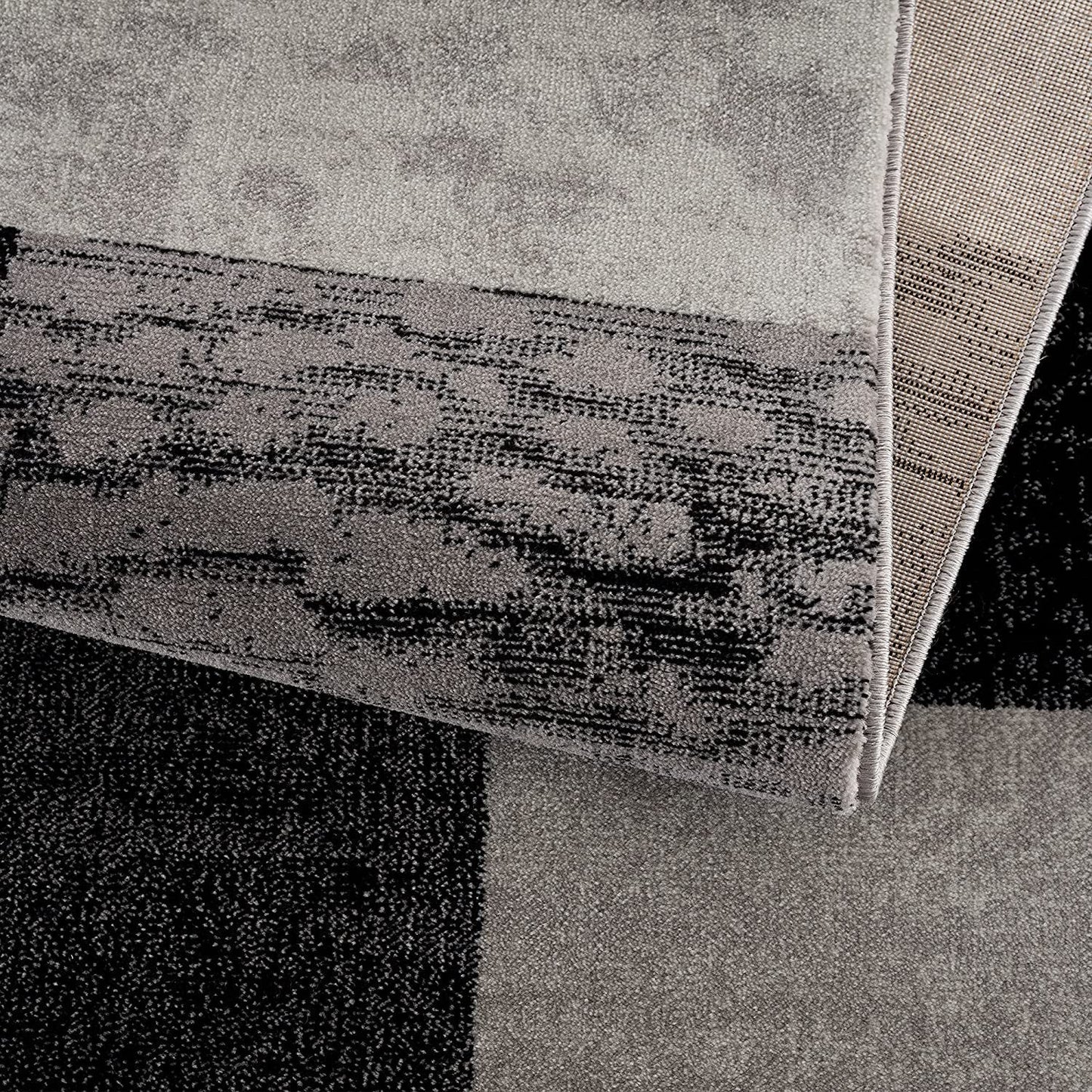 HomeRoots 2' x 8' Gray Geometric Blocks Runner Rug