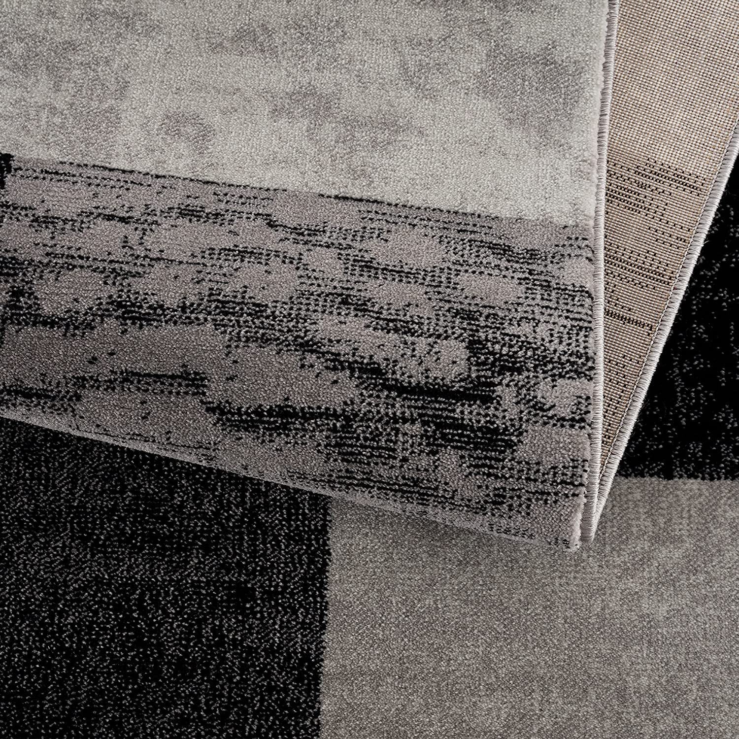 HomeRoots 2' x 8' Gray Geometric Blocks Runner Rug