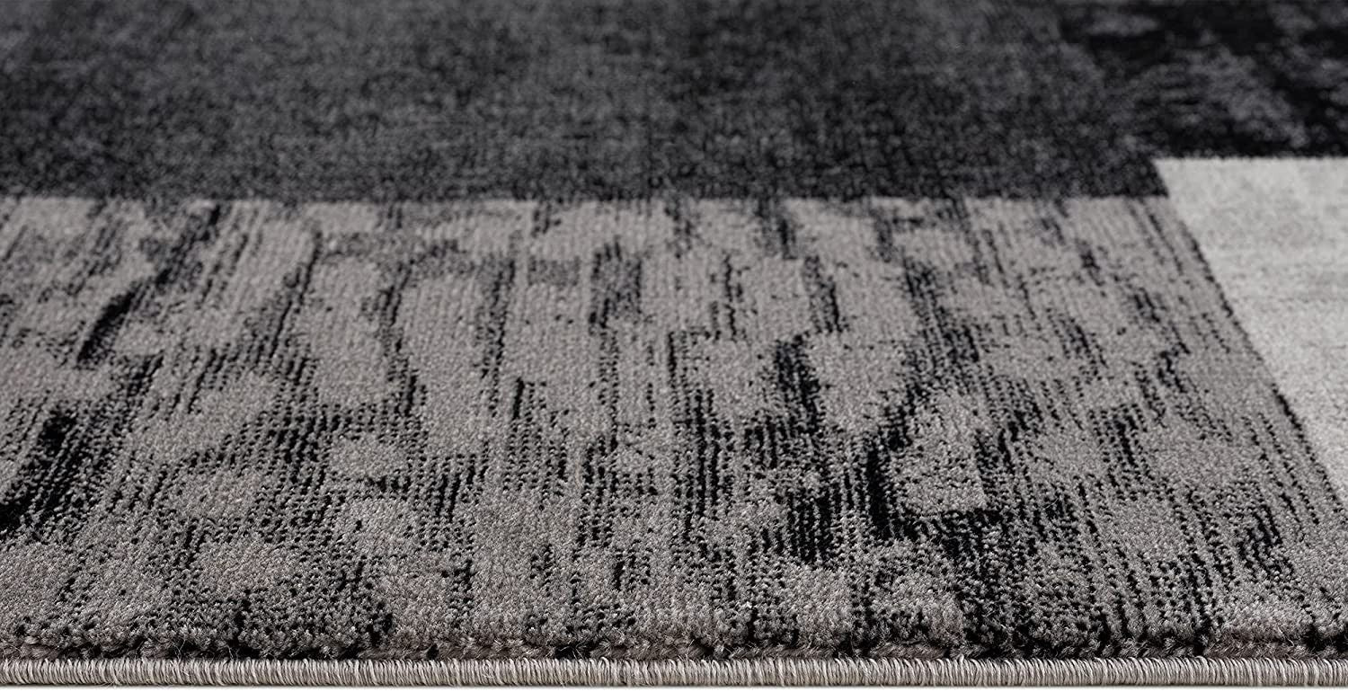 HomeRoots 2' x 8' Gray Geometric Blocks Runner Rug