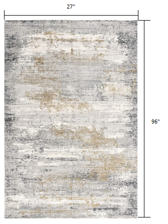 HomeRoots 2' x 8' Gray Mod Distressed Strokes Runner Rug