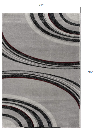 HomeRoots 2' x 8' Gray Modern Geometric Runner Rug