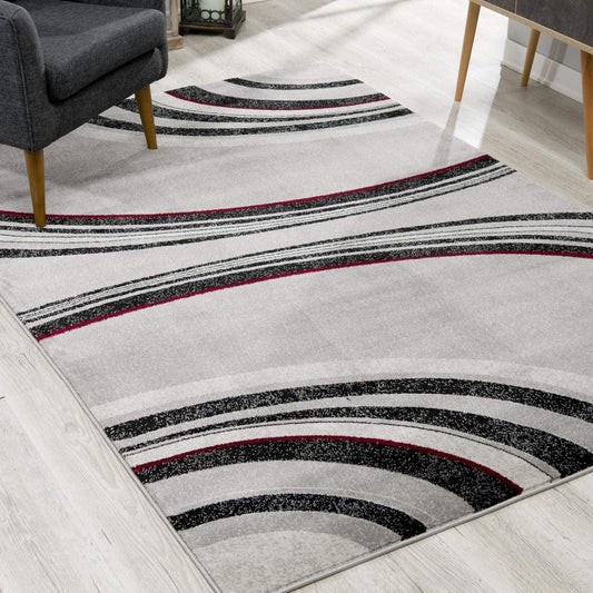 HomeRoots 2' x 8' Gray Modern Geometric Runner Rug