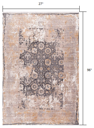 HomeRoots 2' x 8' Gray Washed Out Persian Runner Rug