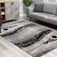 HomeRoots 2' x 8' Gray and Black Abstract Waves Runner Rug