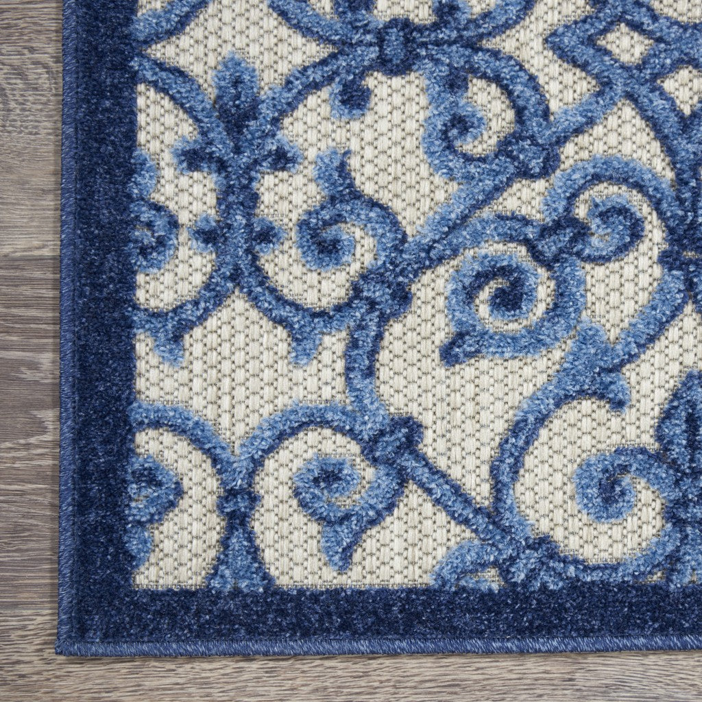 HomeRoots 2' x 8' Gray and Blue Indoor Outdoor Runner Rug