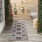 HomeRoots 2' x 8' Gray and Blue Indoor Outdoor Runner Rug