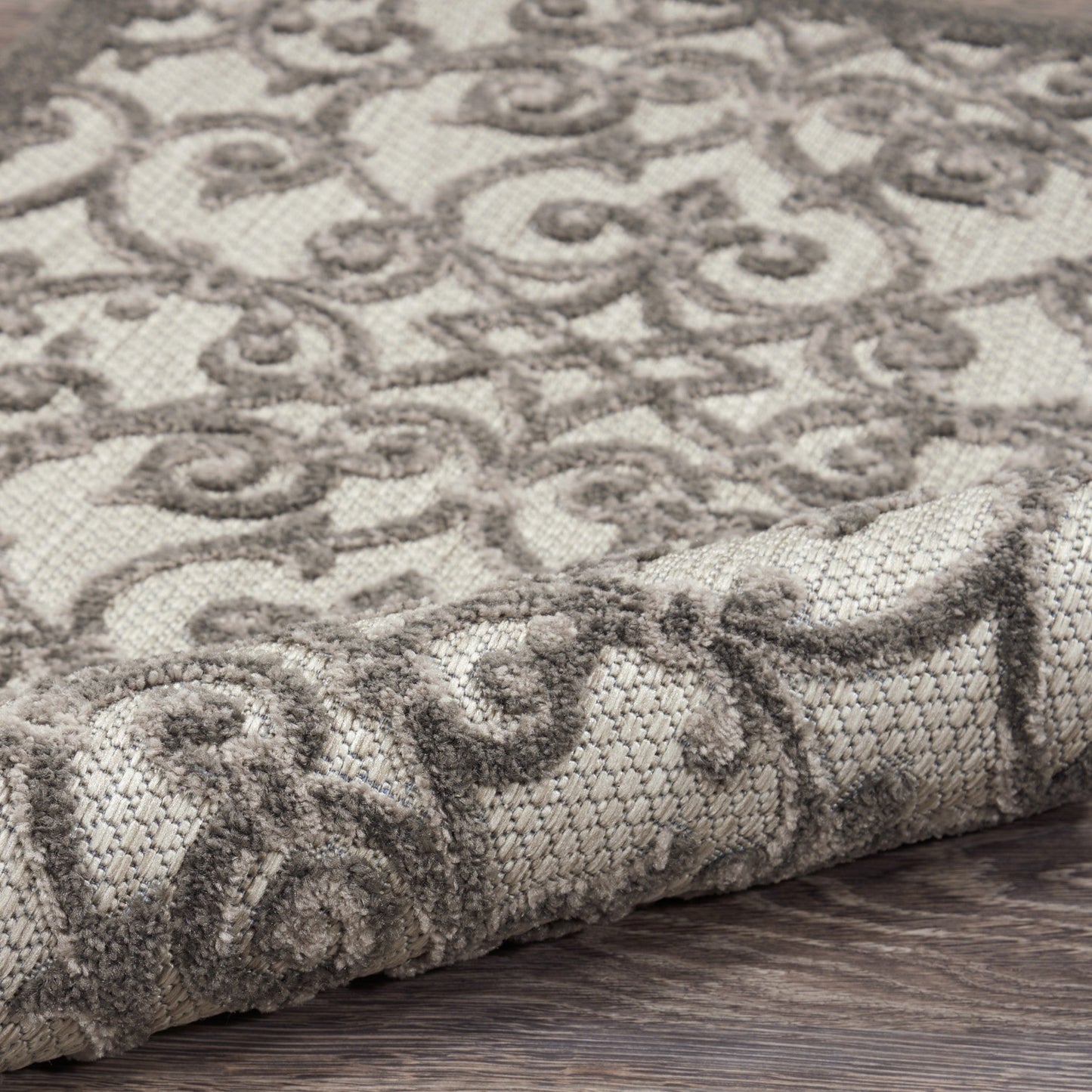 HomeRoots 2' x 8' Gray and Charcoal Indoor Outdoor Runner Rug