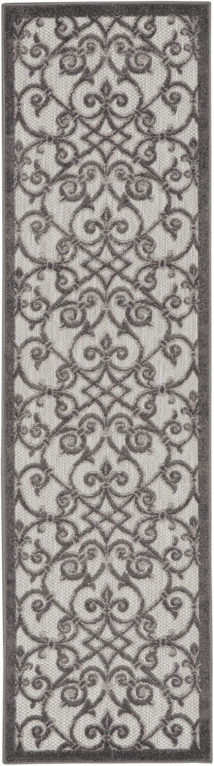 HomeRoots 2' x 8' Gray and Charcoal Indoor Outdoor Runner Rug