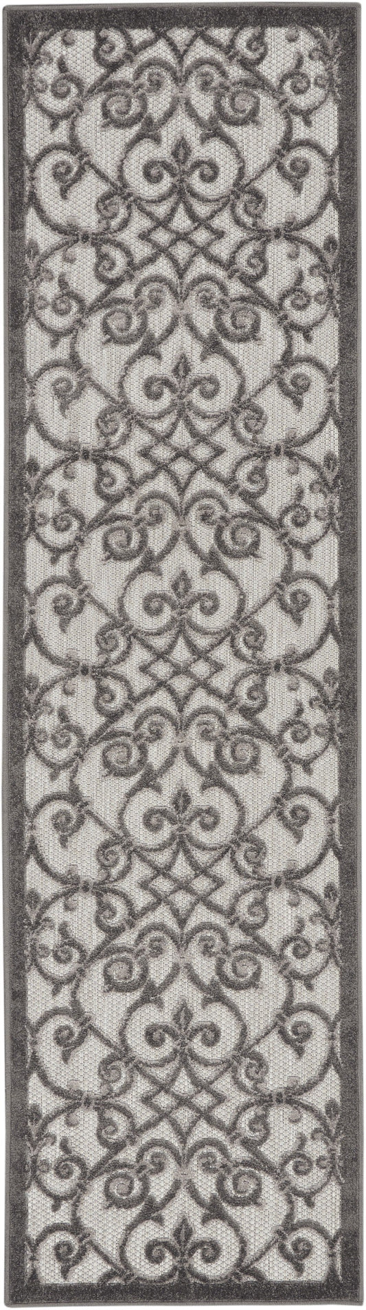 HomeRoots 2' x 8' Gray and Charcoal Indoor Outdoor Runner Rug