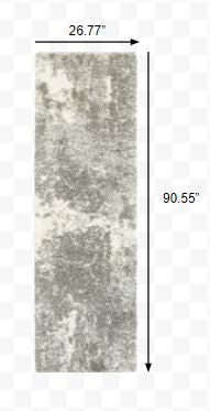 HomeRoots 2' x 8' Gray and Ivory Distressed Abstract Runner Rug