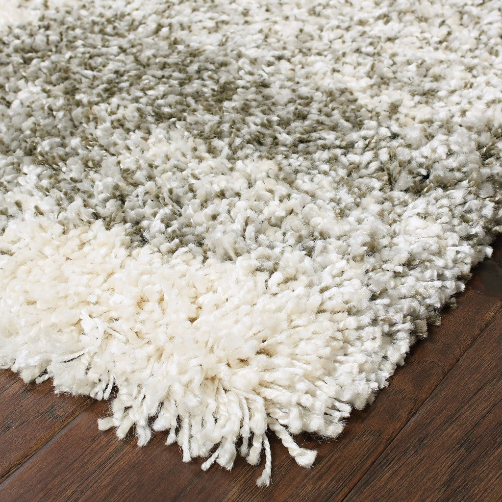 HomeRoots 2’ x 8’ Gray and Ivory Geometric Pattern Runner Rug