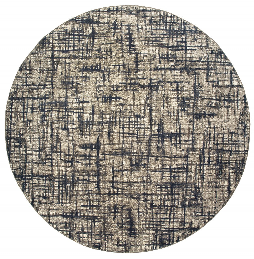 HomeRoots 2' x 8' Gray and Navy Abstract Runner Rug